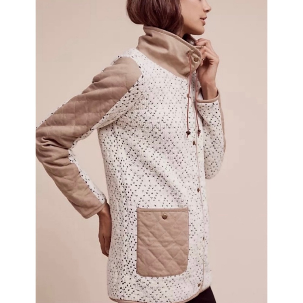 Anthropologie Sleeping On Snow Lake Placid Quilted Jacket Wool Blend Metallic S
